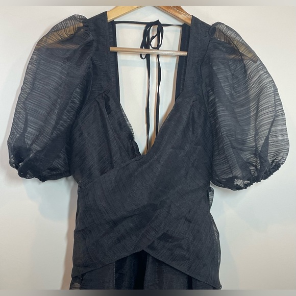 NWT Free People Hailey Black Dress Puff Sleeve Whimsigoth Fairy Size 4 - Picture 4 of 16